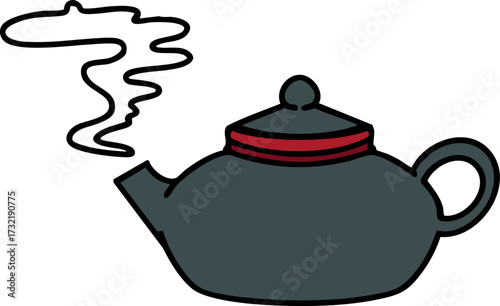 a japanese tea pot freshly brewed
