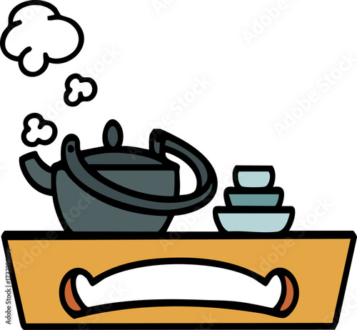 japanese tea set on wooden tray