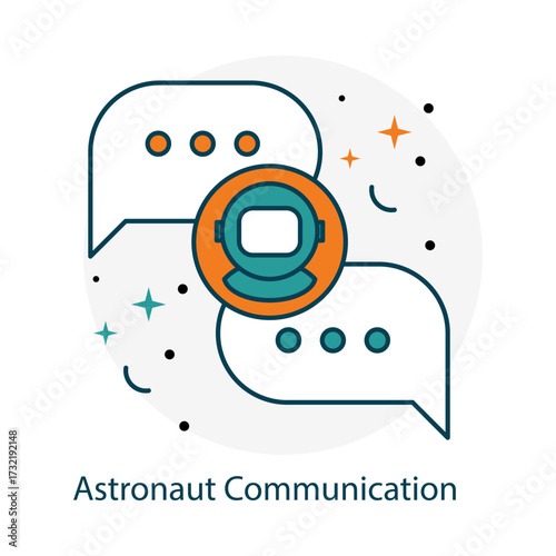 Interstellar Contact Astronaut Vector Icon with Editable Stroke