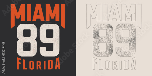 Miami 89 Florida Typography Urban Retro Street Style T Shirt Design Vector