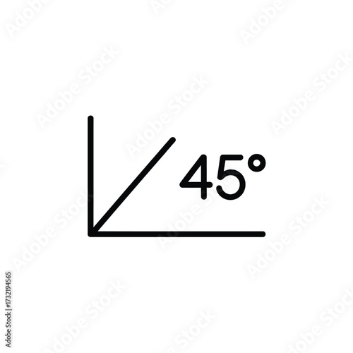 Simple geometric diagram showing a forty five degree angle