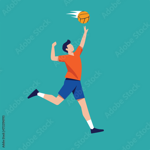 A man jumps to spike a volleyball