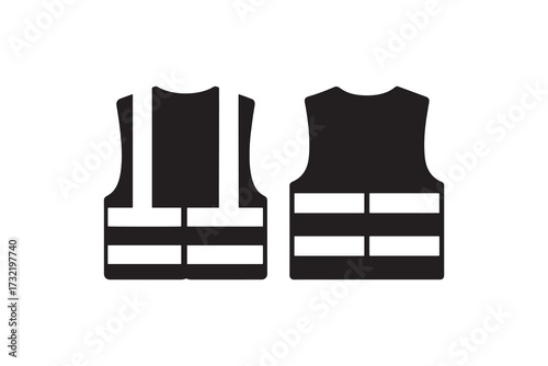 Safety Vest Icon Black Silhouette High Visibility Vest Vector Illustration