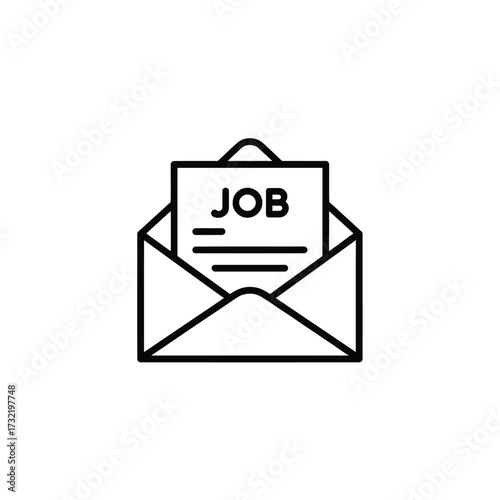 Job offer letter inside an open envelope icon