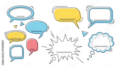 Comic Boom Effect Line Elements – Cartoon Speech Bubble Vector Illustration Set AI EPS PNG JPEG