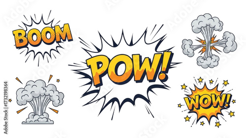 Comic Boom Effect Line Elements – Cartoon Speech Bubble Vector Illustration Set AI EPS PNG JPEG