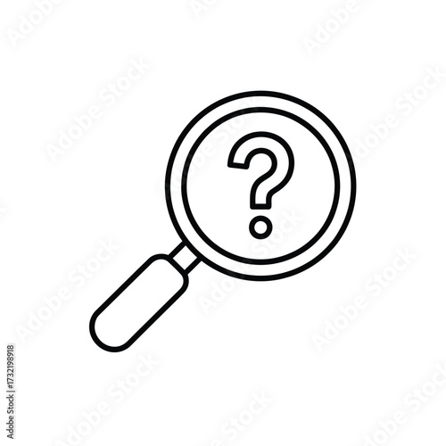 Magnifying glass with question mark icon represents inquiry and investigation