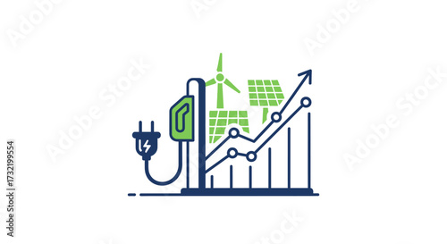 Growing Trend of Renewable Energy Sources and Electric Vehicle Adoption Visual Concept