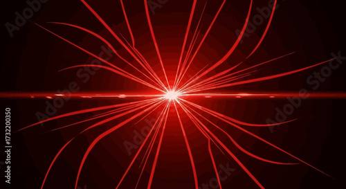 Abstract red light trails with center point of focus creating a dynamic effect
