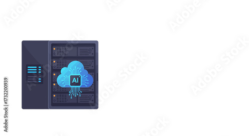 AI Cloud Server Rack with Circuitry Design.