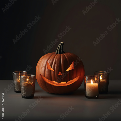 halloween pumpkin with candle