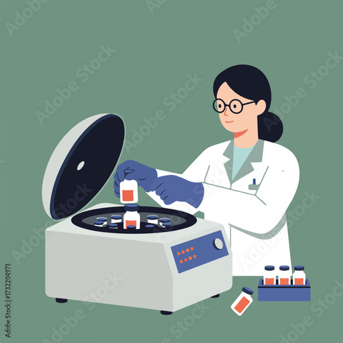 Lab worker adding vial to centrifuge