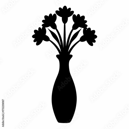 Silhouette of flowers in a vase creates a simple and elegant design