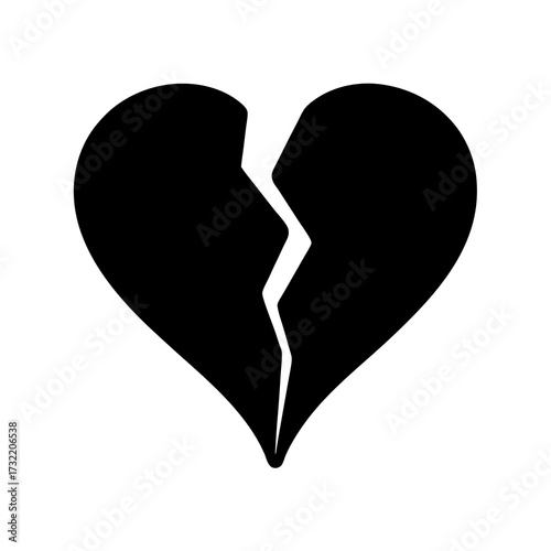 A shattered heart silhouette, representing loss, heartbreak, and emotional pain in love