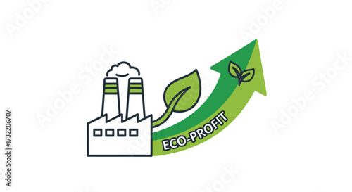 Illustration showing the balance between industrial activities and environmental conservation for