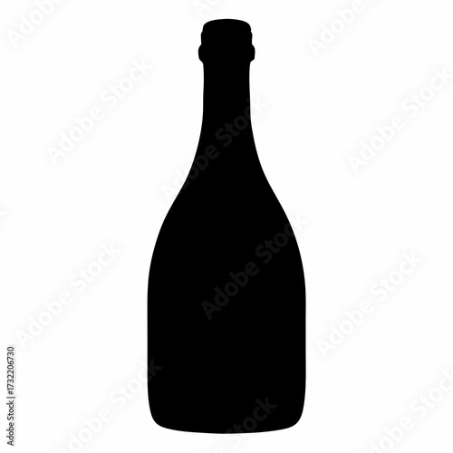 Silhouette of a wine bottle with white background for logo or design