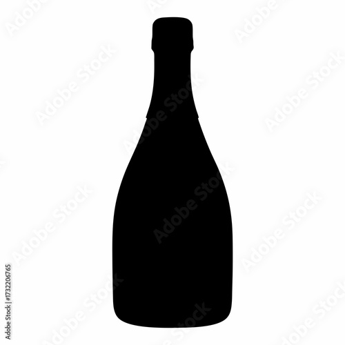 Elegant silhouette of a sparkling wine bottle against a clean white background