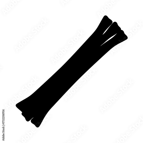 Black vector silhouette of a leek vegetable on a white background