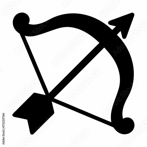 Stylized black bow and arrow illustration, a classic archery symbol design