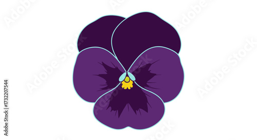 Stylized purple pansy blossom, five petals