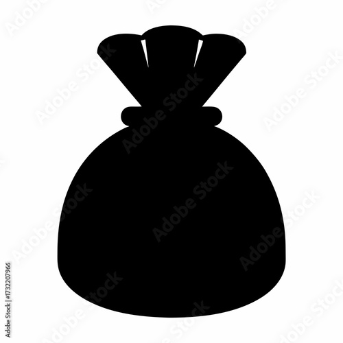 Isolated filled bag symbol represents sack, money bag, or pouch icon