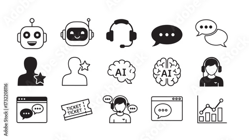 Set of customer service icons simple line vector design element for web and mobile apps isolated on 