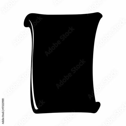 Old ancient scroll or parchment paper in a black silhouette style