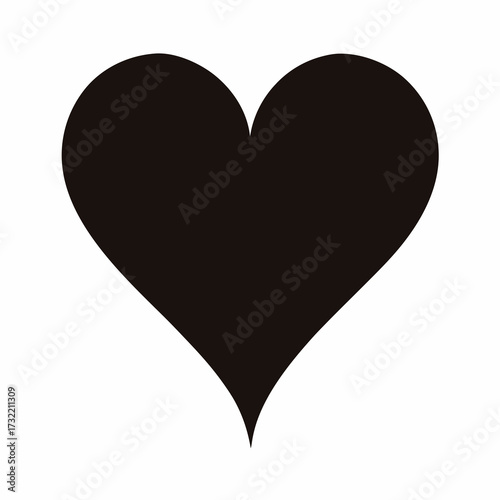 Isolated dark brown heart shape on a white background representing love