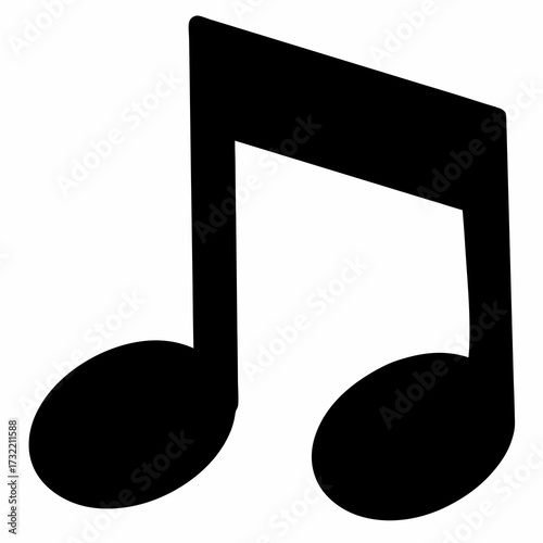 Stylized image of two eighth notes connected by a beam in black