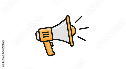 Megaphone vector icon. A colorful cartoon bullhorn symbol for announcement, marketing, advertising, and promotion concepts.