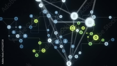 Abstract network of connections and nodes representing data flow and communication.