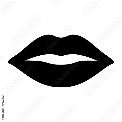 Black and white silhouette illustration of a beautiful pair of lips