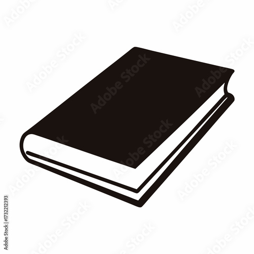 Black and White Illustration of a Hardcover Book with Blank Cover