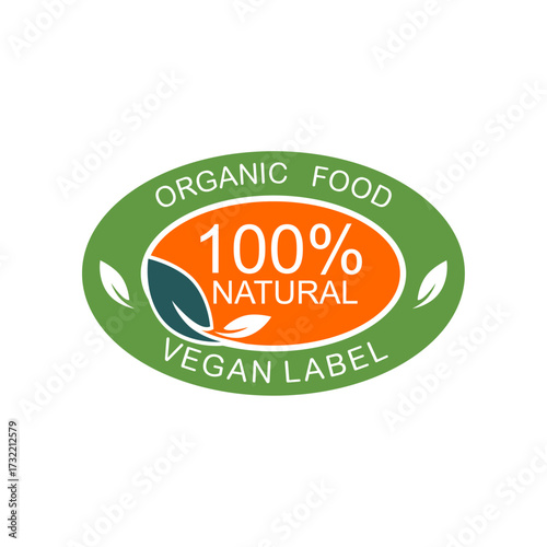 Label Design For Organic Food 100% Natural Quality Template Design 