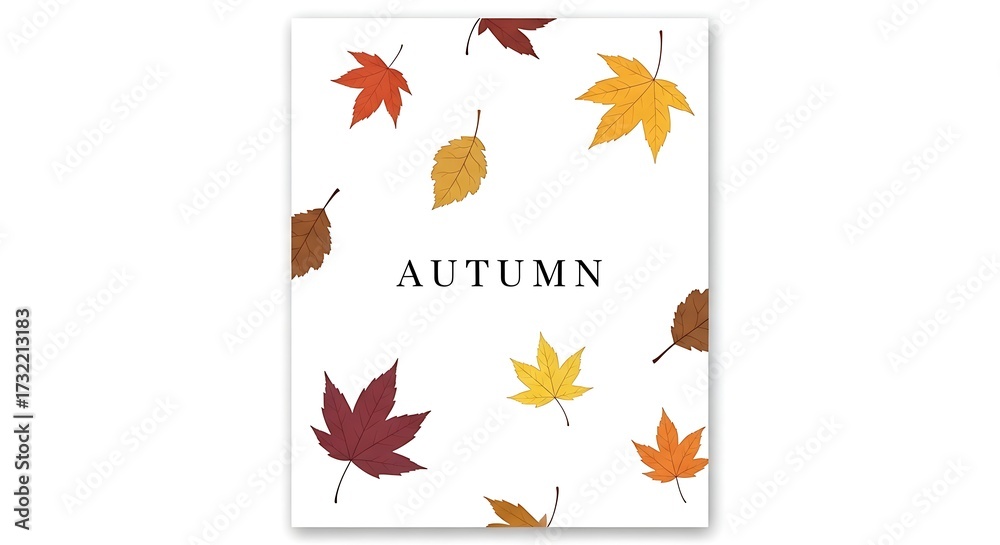 Fototapeta premium Colorful Autumn Leaves Pattern with autumn Text on White Background