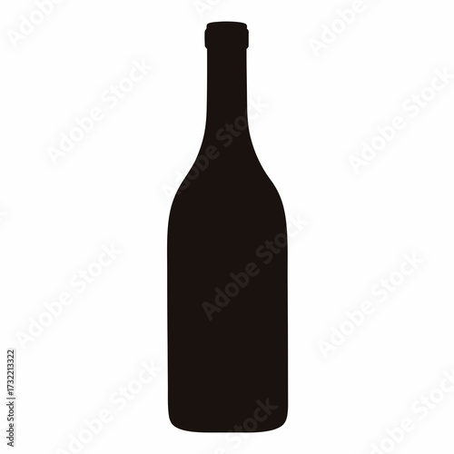 Elegant black silhouette of a wine bottle against a white background