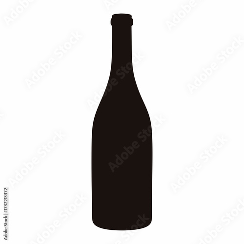 Elegant black silhouette of a wine bottle against a clean white background
