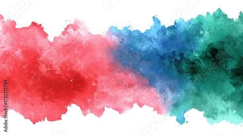 Colorful abstract watercolor splash with red, blue, and green hues