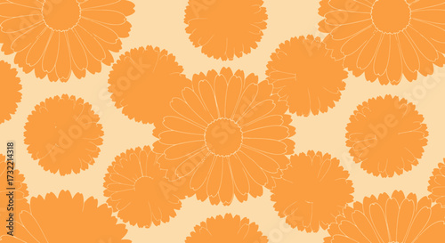Orange floral pattern on light background