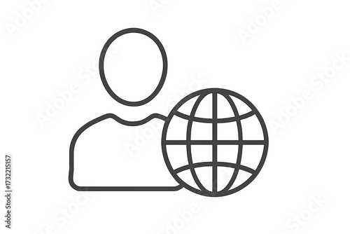 Global business thin line icon. Concept for outsourcing, online hiring, remote work. Vector symbol for international teams, worldwide network, global communication and connection.