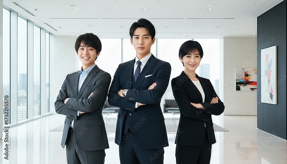 Fototapeta premium 自信に満ちた表情で立つビジネスチーム