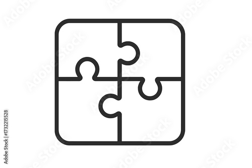Puzzle solution icon. Problem solving concept. Jigsaw pieces matching. Teamwork, strategy symbol. Metaphor for business solution, connection, partnership, collaboration, success.