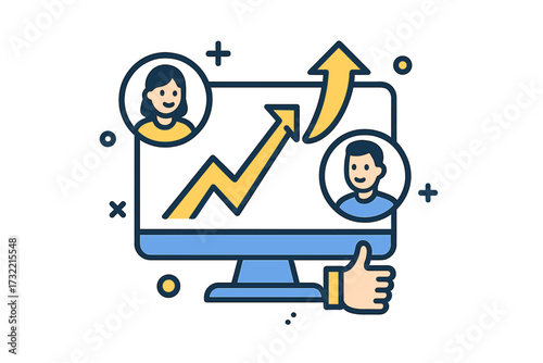 Referral program and affiliate marketing business concept. Invite friends and earn money or prizes. Customer acquisition strategy for online growth with network marketing vector.