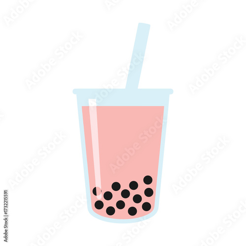 Refreshing pink bubble tea with tapioca pearls and straw, a sweet treat for any occasion.