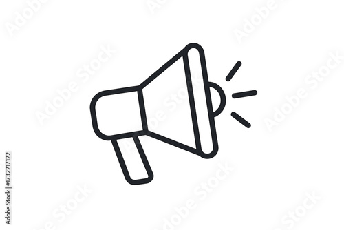 Vector line icon of a megaphone for advertising, communication, and marketing. Loudspeaker symbol for promotion, announcement, social media alert, and business news. Bullhorn.