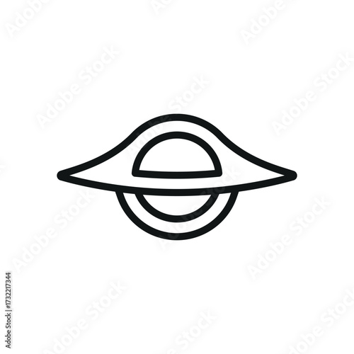 Black hole icon in line style for astronomy, gravity, and cosmic visuals.