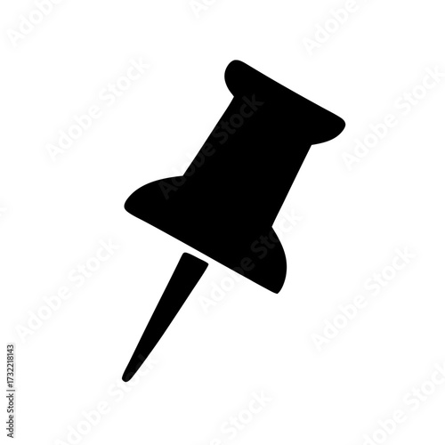 Silhouette of a Pushpin: A clean, crisp, close-up shot of a pushpin, emphasizing its iconic form against a neutral background, ideal for design, projects, or conceptual representation.