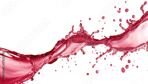 A dynamic splash of red liquid artfully cascading across a white background. capturing the essence of movement and fluidity. perfect for creative projects and design needs