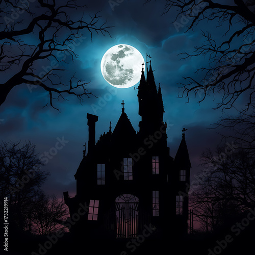 halloween background with haunted house