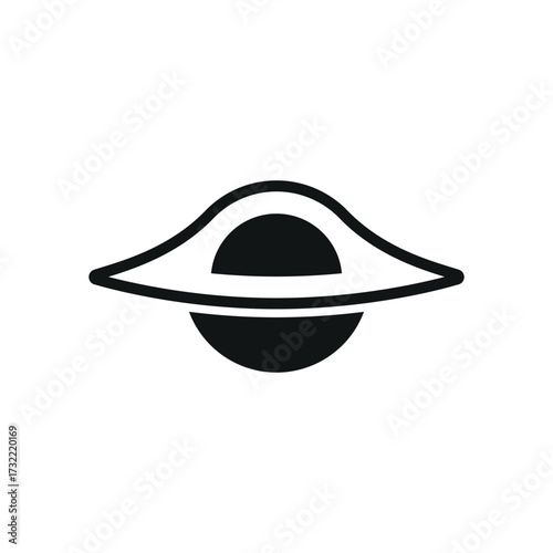 Black hole icon in glyph style for astronomy, science, and space visuals.